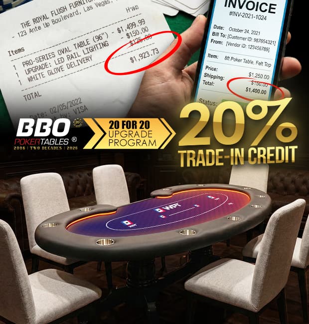 BBO Poker Tables 20th anniversary trade-in program