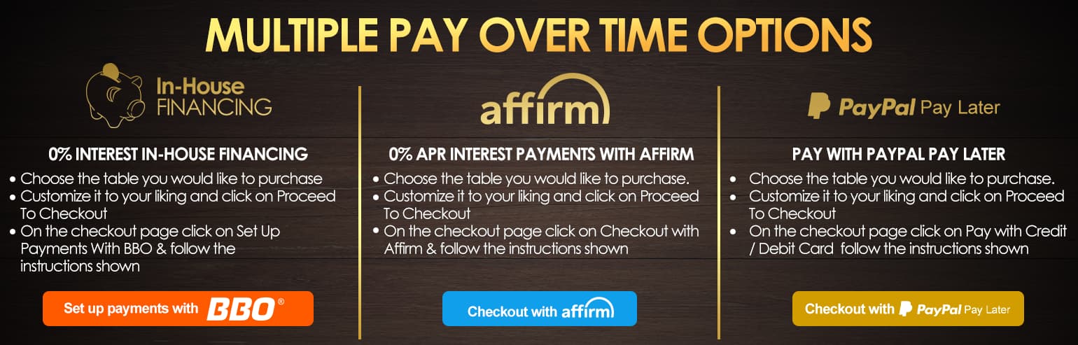 Multiple pay over time options — in-house financing, Affirm, and PayPal Pay Later