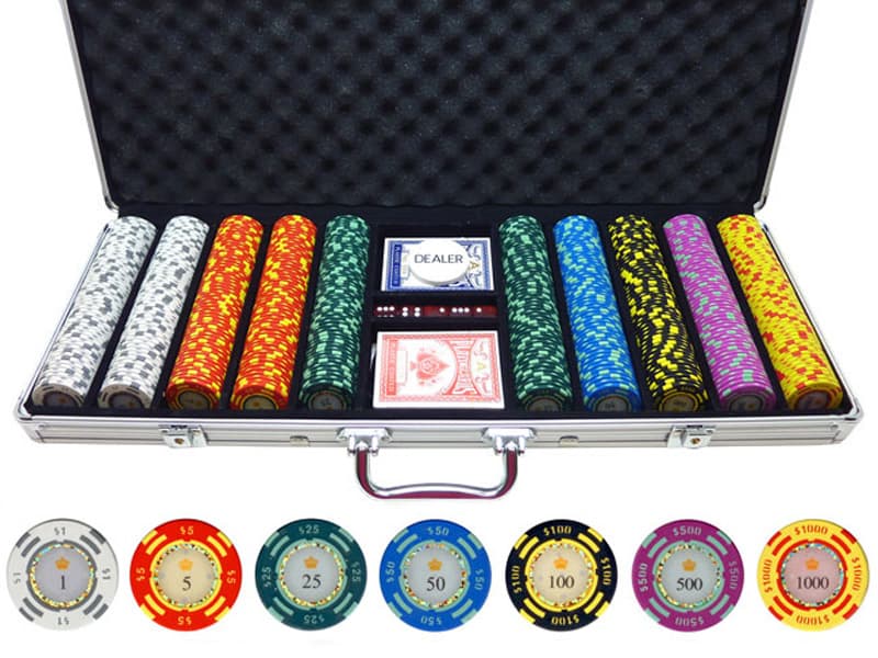 13.5g 500 Piece Crown Casino Clay Poker Chips